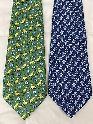 NWT $99 Vineyard Vines Boys Christmas Neck Ties Light Blue Dog Presents Green • $59.95