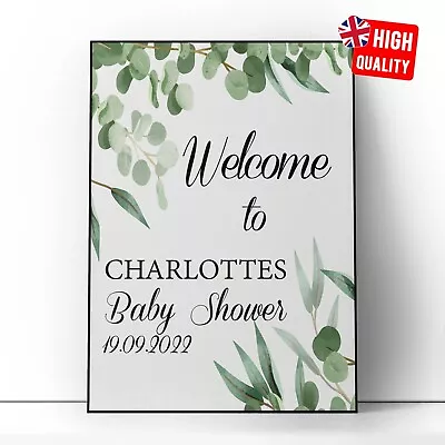 Eucalyptus Floral Baby Shower Wedding Welcome Party Sign Poster A5 A4 A3 A2 A1 • £13.99