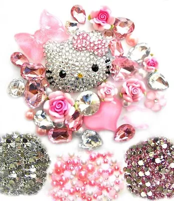 DIY 3D Hello Kitty Bling Bling Flatback Cabochons Cell Phone Case Deco Kit • $20.99