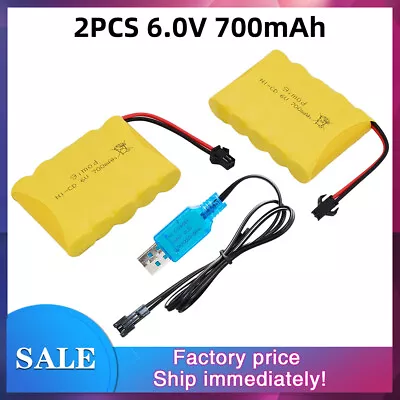 £14.78 • Buy 2pcs 6.0V 700mAh Ni-Cd AA Battery Pack Rechargeable  SM-2P Plug For RC Car Toys