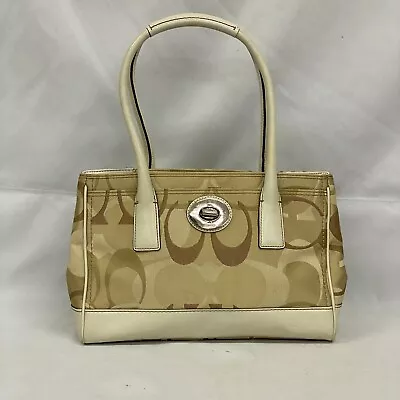 Auth Coach Tote Bag Madelin Signature Beige White F11820 Canvas From Japan230802 • £122.22