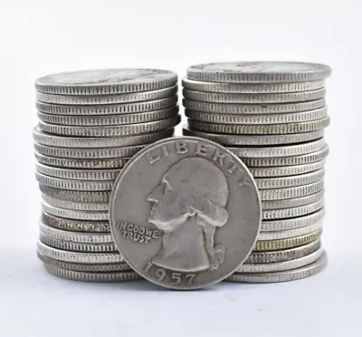 Washington Quarters $10 Face Value 90% Silver Roll 40 Coin Bulk Lot Collection • $204.94