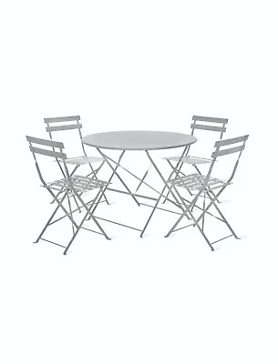 Large Chalk Cream Patio Cafe Garden Furniture Bistro Table 4 Chairs Set • £310