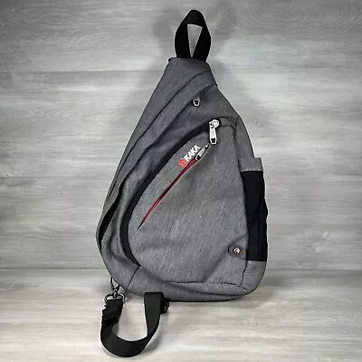 KAKA Sling Bag Crossbody Backpack Gray Canvas Waterproof Daypack Casual • $34.95