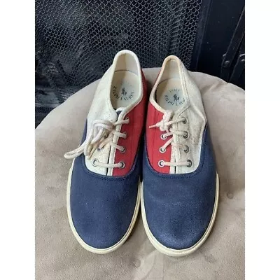 As Is VTG Ralph Lauren Polo Sz 6 RED Canvas Fabric Deck Shoes Sneakers • $16