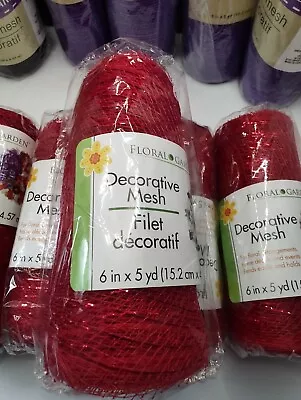 8 Rolls Of Red FLORAL GARDEN Brand Decorative Mesh 6  X 5 Yards • $18.99