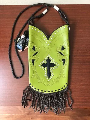 Nwt! Bling Cowgirl Montana Silversmiths Leather Fringe Boot  Cross Purse • $29.99