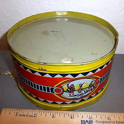 Vintage Kids Metal Drum Great Graphics & Colors Along Sides 6.5 X 3.5 Inches • $24.99