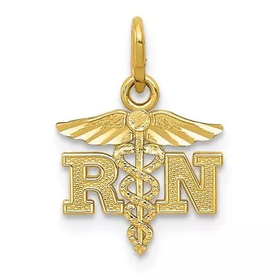 14K Yellow Gold Diamond Cut Polished RN Nurse Pendant For Womens • $68