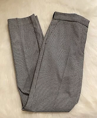 Zara Black White Houndstooth Elastic Back Mid Rise Slim Leg Legging Pants Size S • $24.99