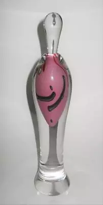 $58.49 • Buy Art Glass, Clear W/Pink Tear Drop Glass Perfume Bottle W/Dauber, 10 3/4 