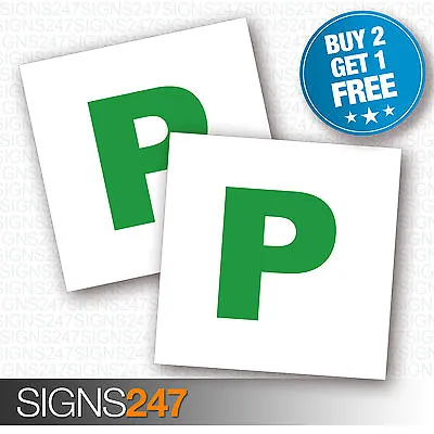 2 X New Driver P Plate Stickers Safety Car Learner Just Passed Vinyl Legal Signs • £1.99