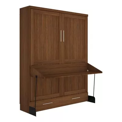 RoomAndLoft Brentwood Queen Contemporary Solid Wood Murphy Deskbed In Brown • $1687.05