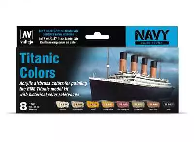 Vallejo 17ml X 8 71646 Model Air Acrylic Paint Set - Titanic Colours • £18.89