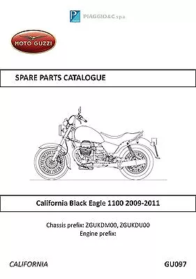 Moto Guzzi Parts Manual Book 2009 2010 & 2011 California Black Eagle • $18.50