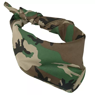 Woodland Camo Cotton Bandana - 100% Cotton Army Military Neckerchief Scarf - New • £5.25