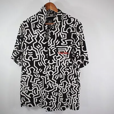 Keith Haring H&M Ltd Collect Mens Short Sleeve Viscose Shirt Black&White • $33.49