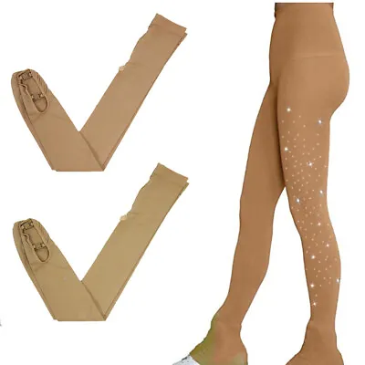 £14.54 • Buy Ice Skating Tights Shining Crystal Leggings Girl Over Boots Footless Legging