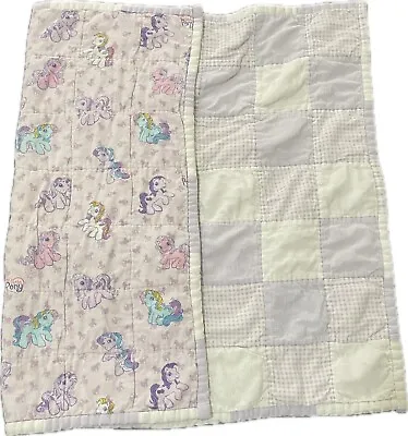 Vintage My Little Pony Baby Receiving Blanket Quilt Lavender Purple 26 X 33 • $13.49