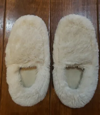 Warmies Super Soft Fluffy Furry 9/10? Microwaveable Warming Slippers Beads Ivory • $7.99