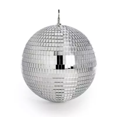 Mirror Disco Ball 30cm Silver Glitter Ball Hanging Disco Light | Pukkr • £26.23