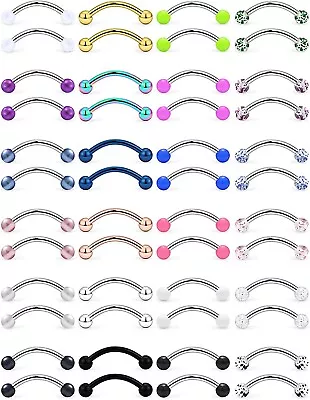 48Pcs Surgical Steel Snake Eyes Tongue Ring Curved Barbell Nipple Rings Piercing • $24.99