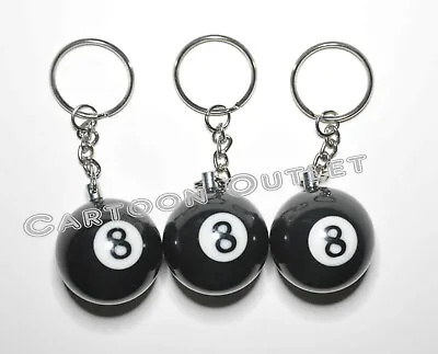 3 Mini Billiards Shaped Keyring 8 Ball Billiards Pool Ball Keychain Black Ball • $6.64