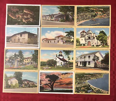 Monterey California Linen Postcard Lot Of 12 ~ Unposted Excellent • $8