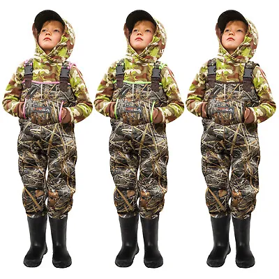 HISEA Toddler Kids Chest Waders Bootfoot Neoprene Waterproof Fishing Hunting • $67.79