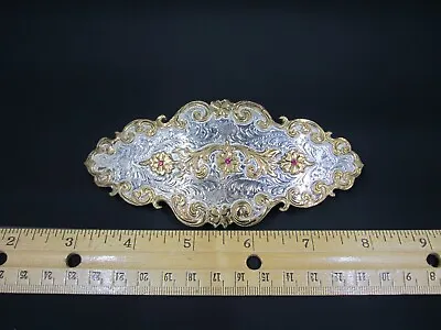 Vintage Western Cowboy Cowgirl Rodeo Handmade Belt Buckle With Gemstones 5” • $79