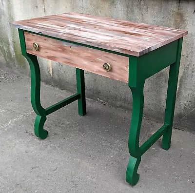 Antique Vintage Old Solid Wood Wooden Writing Desk Work Table Knee Hole Student • $249.99