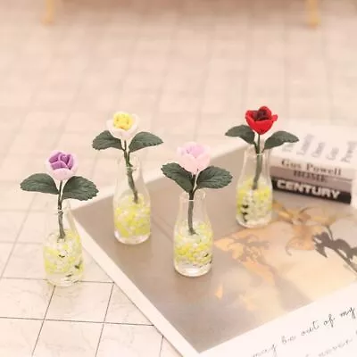 1/12 Dollhouse Flower Vase Multi-color Mini Glass Bottle Miniature Rose Vase • $8.20