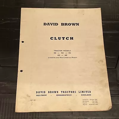 £10 • Buy DAVID BROWN TRACTOR 850 880 900 950 990 Clutch MANUAL 1964 D10