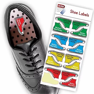 $11.09 • Buy UltraStick Shoe Nametapes/Tag Waterproof Stickers Personalised Boot Shape - MIX