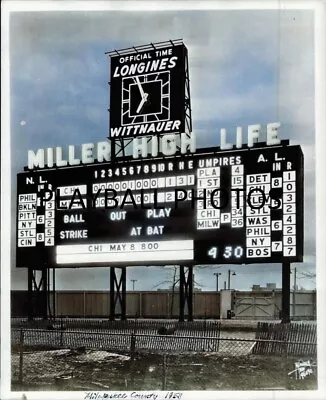 Milwaukee County Stadium Scoreboard 8x10 Colorized Print-FREE SHIPPING • $6.95