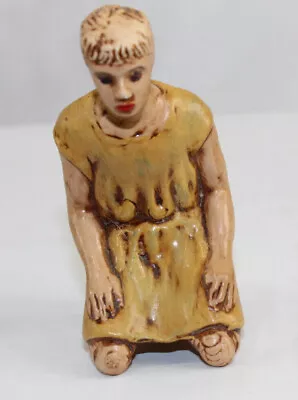 Shepherd Boy Kneeling Nativity Figure Brown 3.4  Tall Vintage 1960's • $17.42