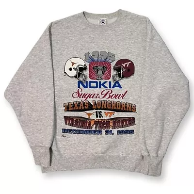 Vintage 1995 Nokia Sugar Bowl Texas Longhorns Vs Virginia Tech Hokies Sweatshirt • $55