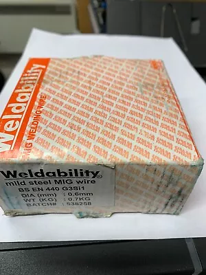 WELDABILITY VZ180607L Mild Steel MIG Gas Welding/Welder Wire 0.7Kg X 0.6mm • £4.13