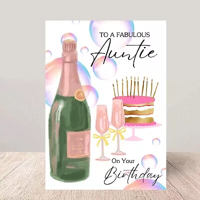 Auntie Birthday Card Celebrate On Her Special Day Champagne & Cake • £2.99