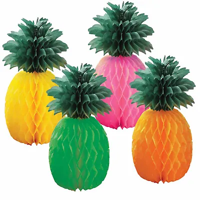 Tropical Pineapple Honeycomb Decoration 25cm Hawaiian Party Hanging Standing X 4 • £6.99