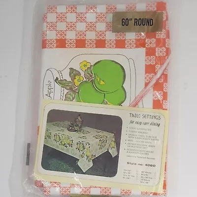 New Sealed Vintage MCM Tablecloth Round 60” Rare Fruit Canning Jars Design Look! • $19.88