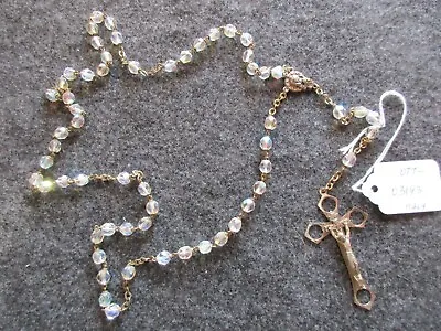 Vintage Rosary Beautiful Crystal Beads & Crucifix From Italy  Ott-03193 • $12.99