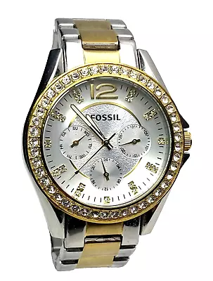 Fossil Riley Es3204 Multifunction Silver Dial 10atm Bracelet Ladies Watch ~ Nwot • $34.99