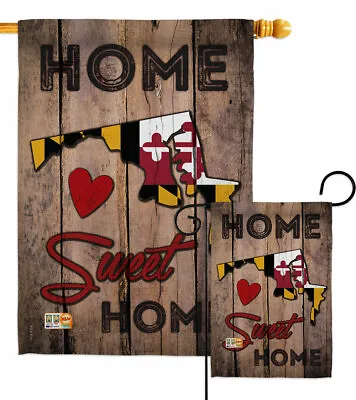 State Maryland Home Sweet Garden Flag Americana States Gift Yard House Banner • $78.95