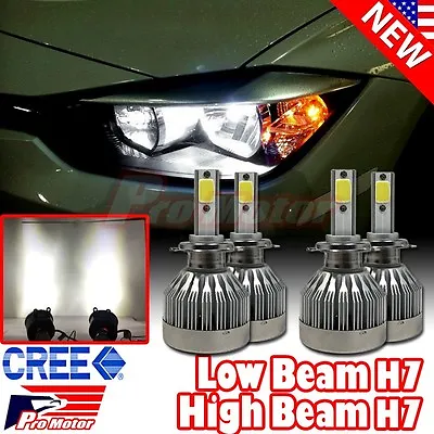 H7 CREE LED 6500k Power White 60W 6000 LM DRL High & Low Beam Headlight Bulbs • $20.30