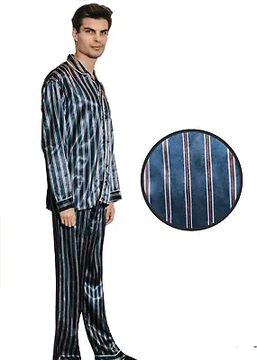 Mens Silk Satin Striped Pajama Set - PJ  • $19.49