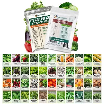 Open Seed Vault Variety Pack Bundle (44 Varieties) Herb Garden Seeds - Garden... • $24.99