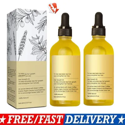 2x Natural Hair Growth Oil Veganic Natural Hair Growth Oil 60ml Hair Care • £10.99