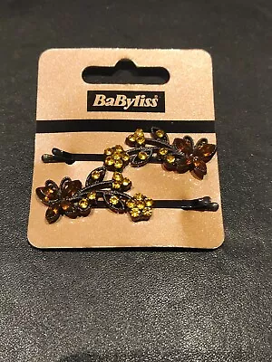 Babyliss Flower  Amber  & Mustard Yellow Hair Clips Pin Flower Wedding  • £5.49