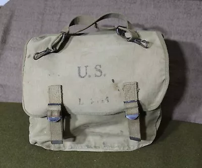 WW2 Period US Army Musette Bag Stamped 1942 The Langdon Tent & Awning Co. • $40